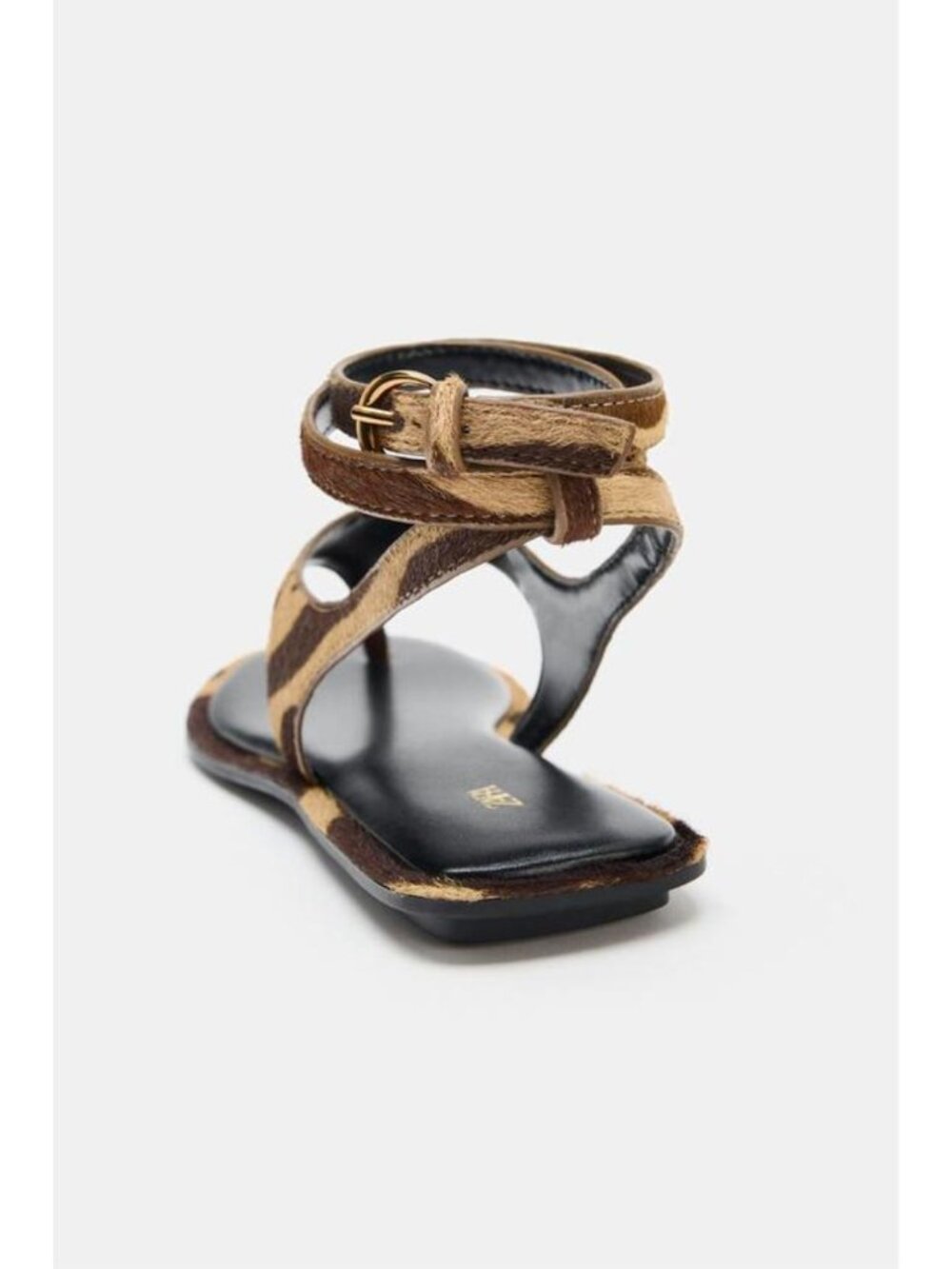ZARA ANIMAL PRINT LEATHER SANDALS WITH FUR EFFECT 3602/810/194 - Picture 5 of 5